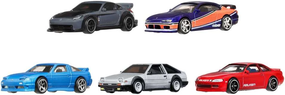 Mattel Hot Wheels Greiti ir įsiutę transporto priemonių rinkinys, 5 metaliniai automobiliai