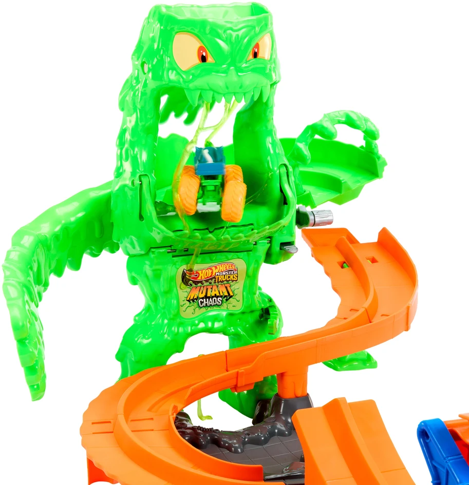 Mattel HOT WHEELS MONSTER TRUCKS MUTANT CHAOS trasa su slaimu – Monstro sunaikinimas (JMK90)