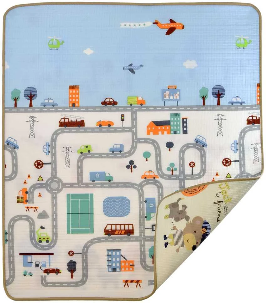 Humbi Dvipusis lavinamasis putplasčio kilimėlis Streets Animals 150 x 180 x 1 cm pastelė