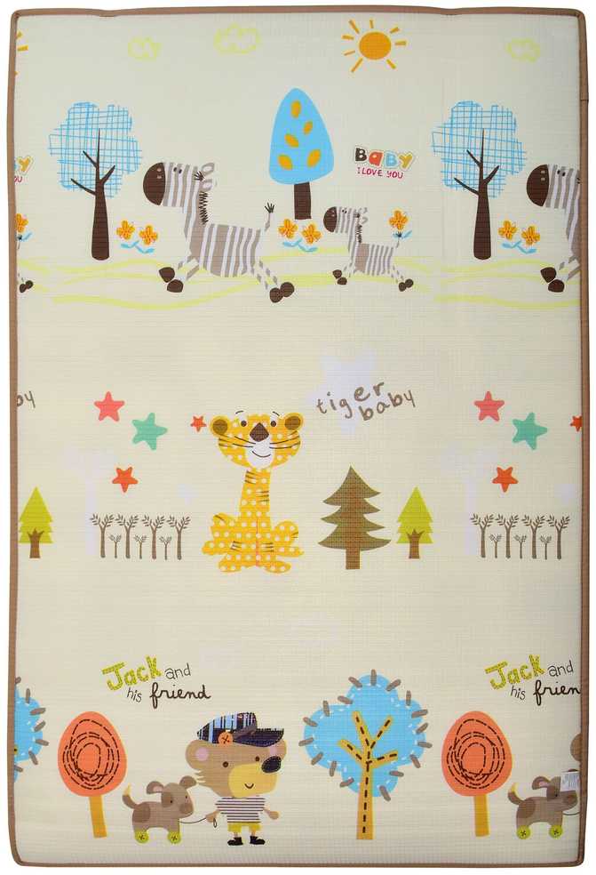 Humbi Dvipusė edukacinė putų kilimėlė Gatvės Gyvūnai 120 x 180 x 2 cm pastelinė stora