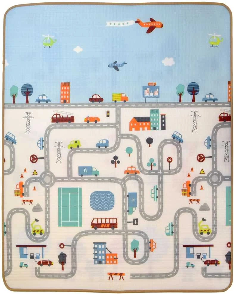 Humbi dvipusis lavinamasis putplasčio kilimėlis Streets Animals 100 x 150 x 1 cm pastelinis didelis