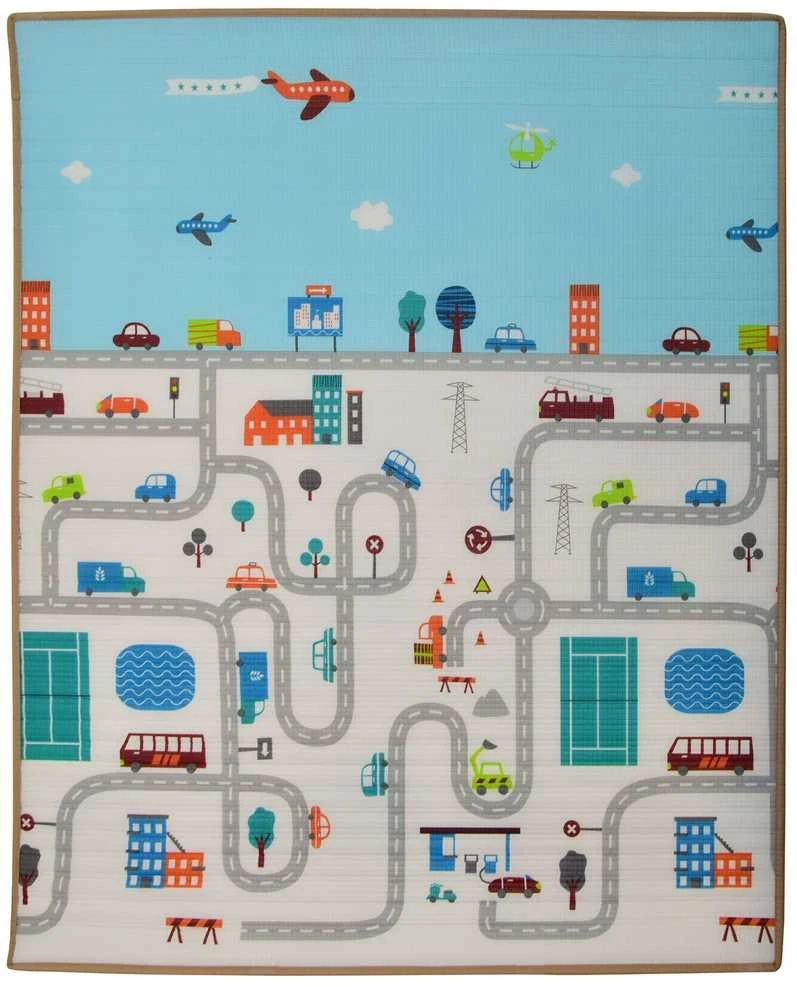 Humbi Dvipusis lavinamasis putplasčio kilimėlis Streets Animals 150 x 180 x 2 cm pastelinis storis didelis