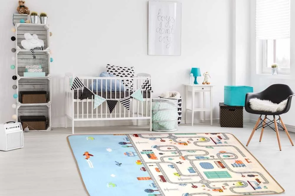 Humbi Dvipusis lavinamasis putplasčio kilimėlis Streets Animals 150 x 180 x 1 cm pastelė