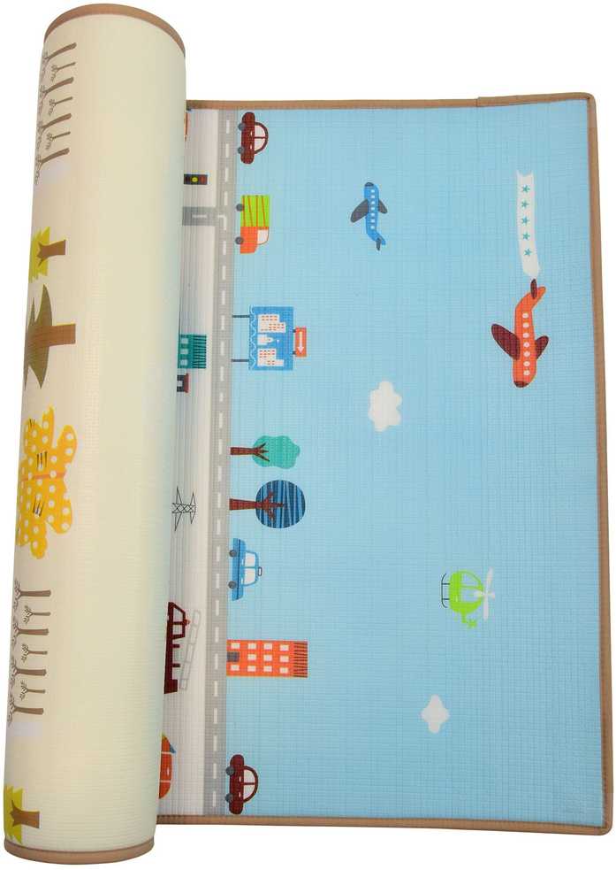 Humbi Dvipusė edukacinė putų kilimėlė Gatvės Gyvūnai 120 x 180 x 2 cm pastelinė stora