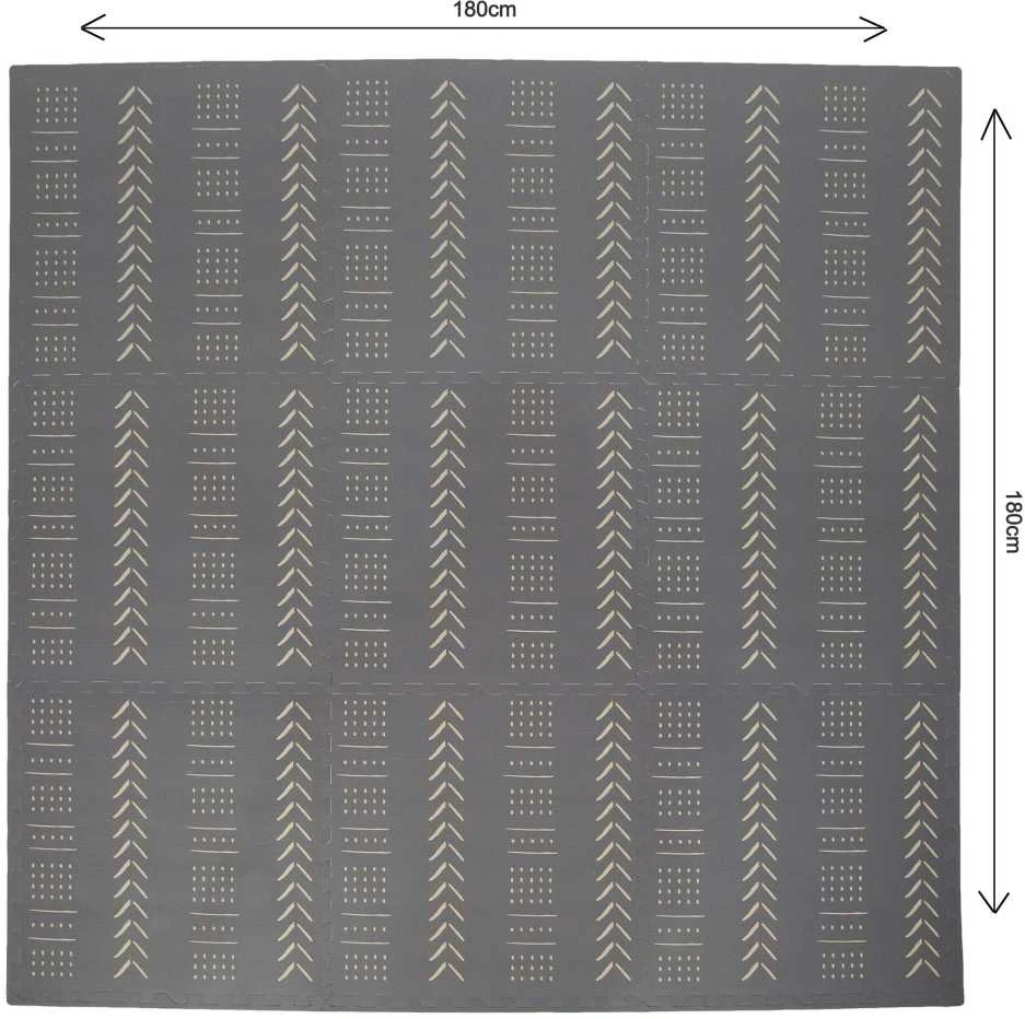 Humbi Foam Mat Foam Puzzle 9 vnt. Pilkas raštas 180 x 180 x 1 cm