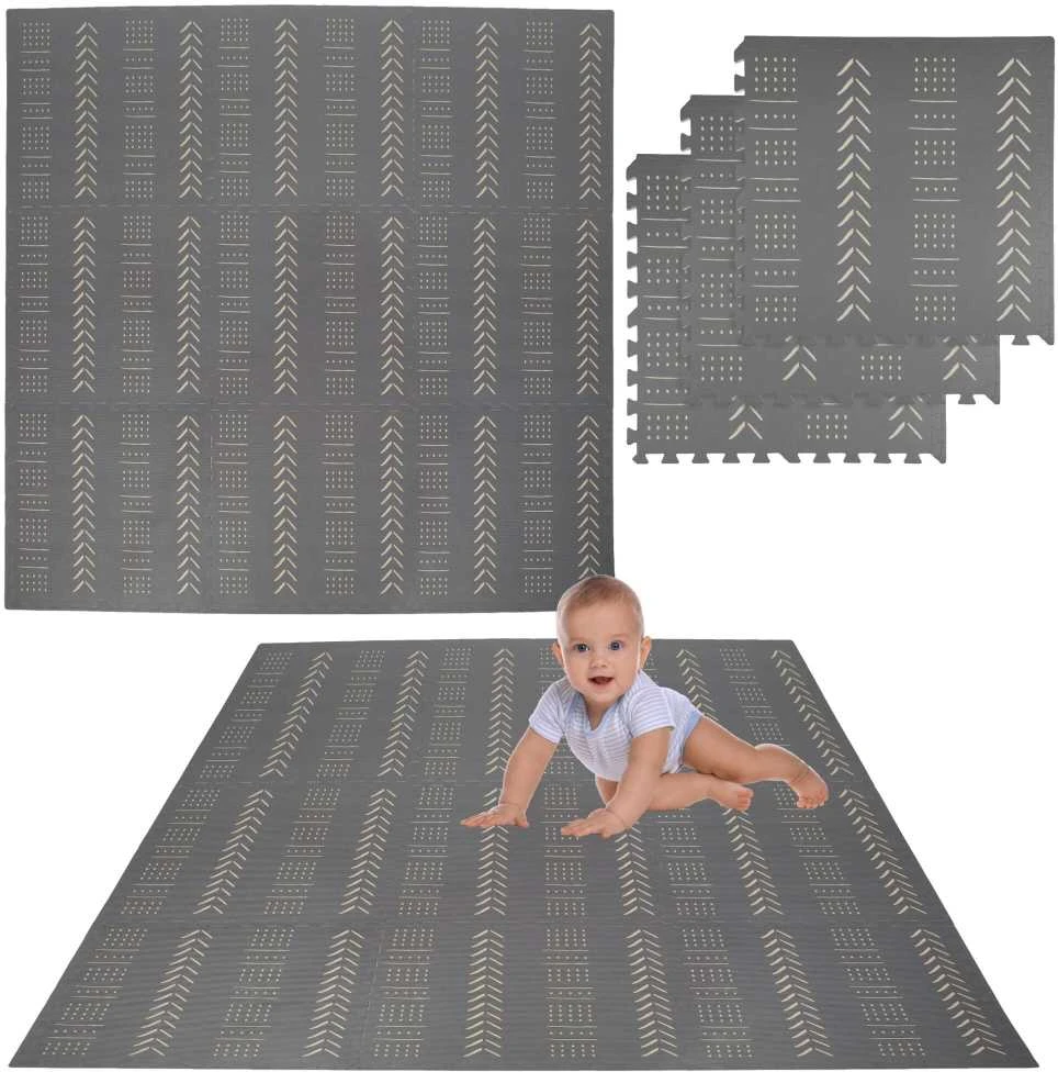 Humbi Foam Mat Foam Puzzle 9 vnt. Pilkas raštas 180 x 180 x 1 cm