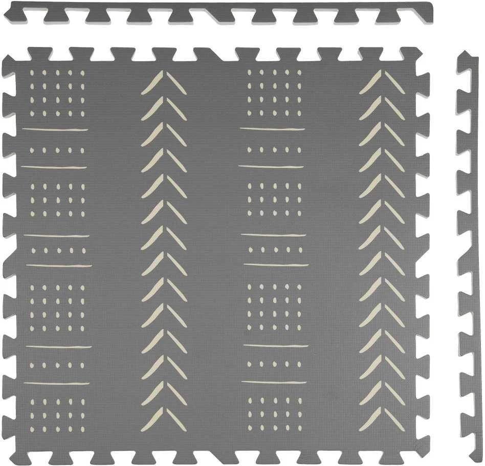 Humbi Foam Mat Foam Puzzle 9 vnt. Pilkas raštas 180 x 180 x 1 cm