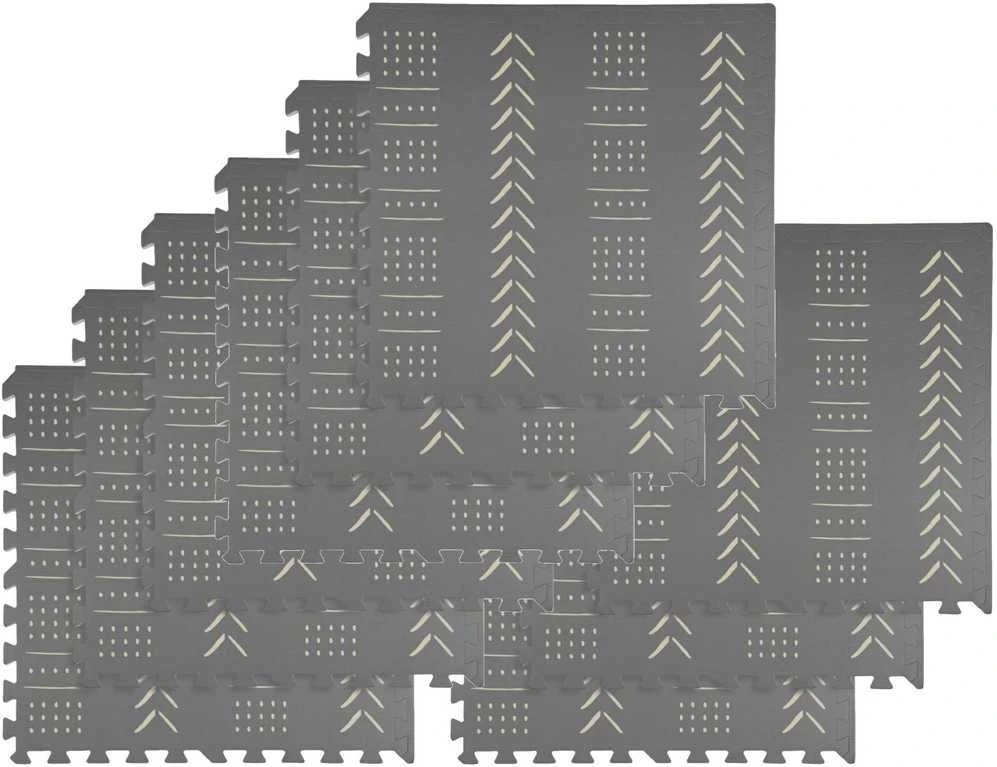 Humbi Foam Mat Foam Puzzle 9 vnt. Pilkas raštas 180 x 180 x 1 cm