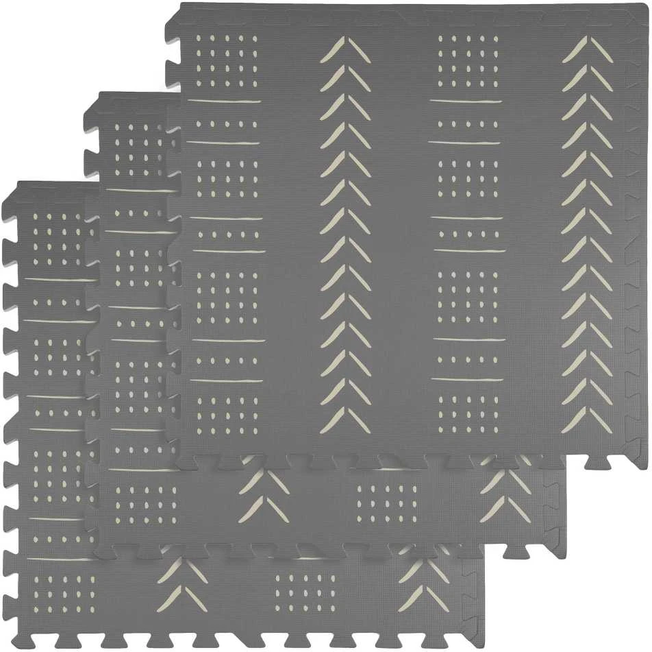 Humbi Foam Mat Foam Puzzle 9 vnt. Pilkas raštas 180 x 180 x 1 cm