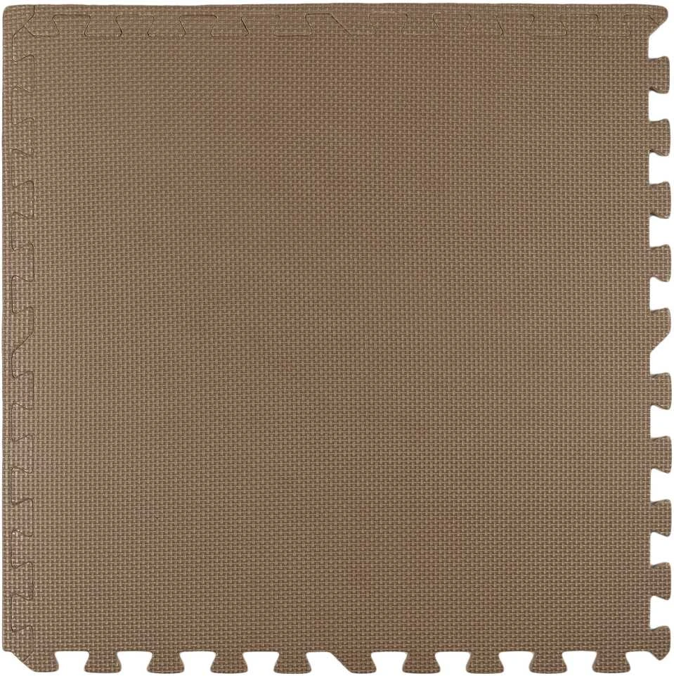 Humbi putplasčio kilimėlis 120x120, didelė putplasčio dėlionė, atspari vandeniui, saugi, 4 vnt., kreminės spalvos, tamsiai smėlio spalvos