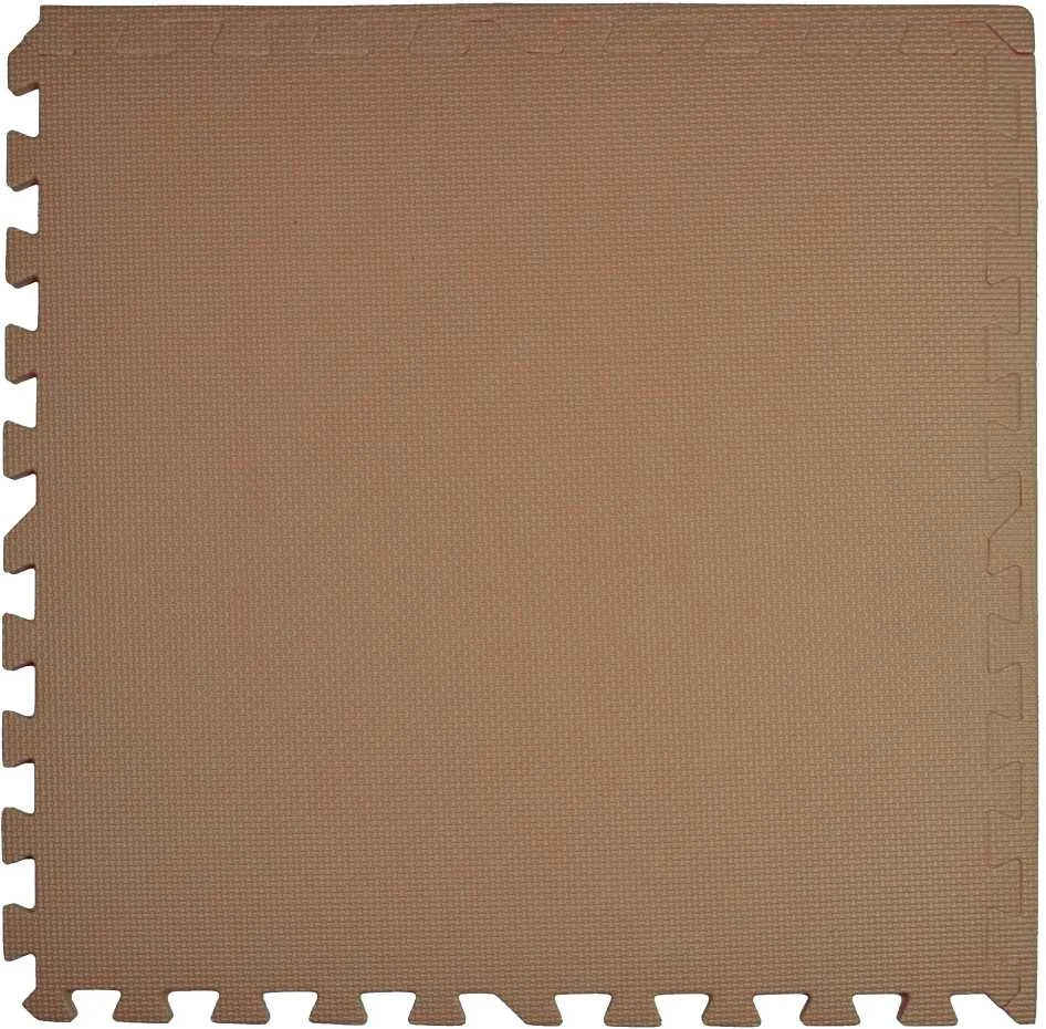 Humbi putplasčio kilimėlis 120x120, didelė putplasčio dėlionė, atspari vandeniui, saugi, 4 vnt., kreminės spalvos, tamsiai smėlio spalvos