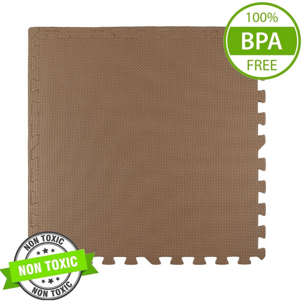 Humbi putplasčio kilimėlis 180x60, didelis putplasčio dėlionės komplektas, atsparus vandeniui, saugus, 3 vnt., tamsiai smėlio / tamsiai smėlio spalvos, kapučino spalvos.