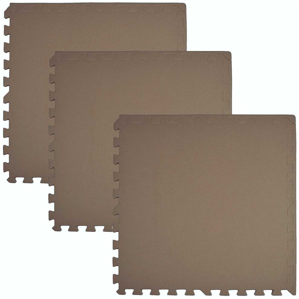 Humbi putplasčio kilimėlis 180x60, didelis putplasčio dėlionės komplektas, atsparus vandeniui, saugus, 3 vnt., tamsiai smėlio / tamsiai smėlio spalvos, kapučino spalvos.