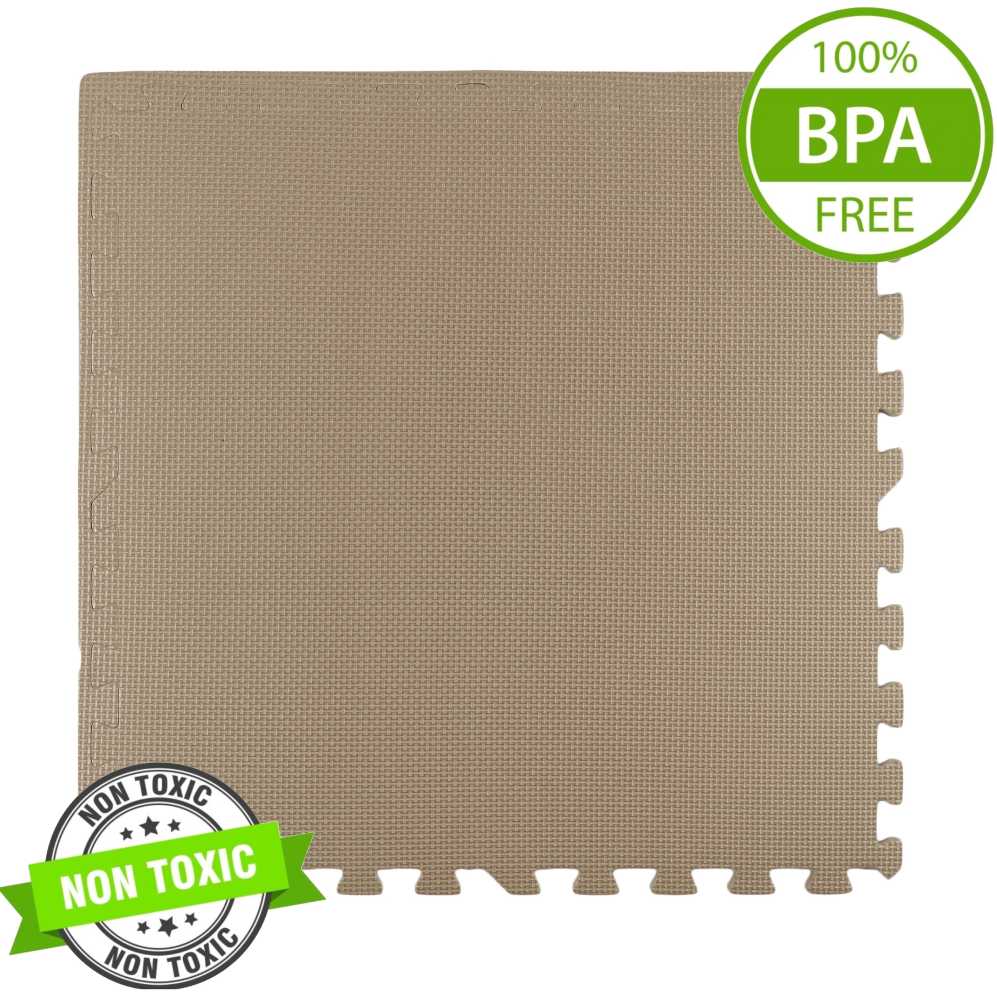 Humbi putplasčio kilimėlis 120x60, didelė putplasčio dėlionė, vandeniui atspari, saugi, 2 vnt., šviesiai smėlio spalvos