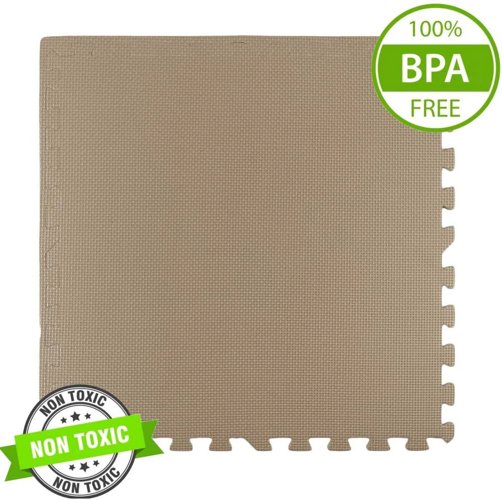 Humbi putplasčio kilimėlis 180x60, didelis putplasčio dėlionės komplektas, atsparus vandeniui, saugus, 3 vnt., šviesiai smėlio spalvos