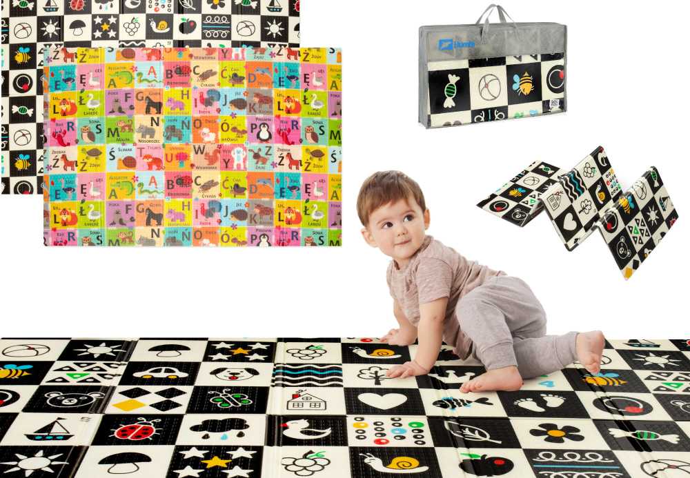 Humbi LAIKOMASIS PUOLŲ KILIMAS, DVIpusis, KONTRASTAS, ALPHABET PL + BAG