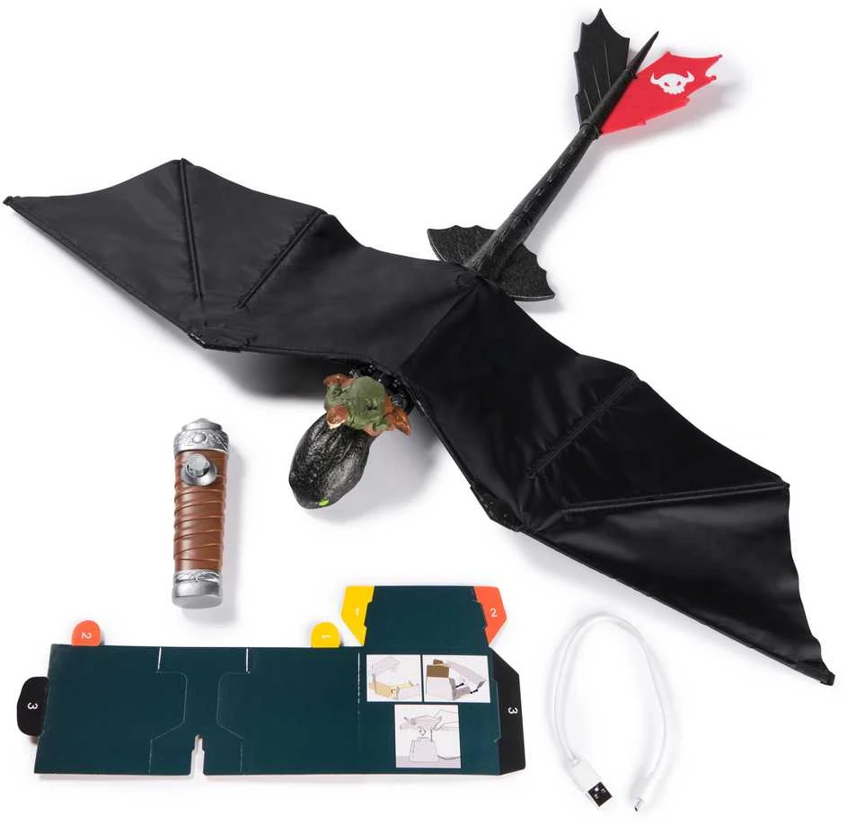 Spin Master Skraidantis bedantis interaktyvus RC figūrėlė Kaip prisijaukinti drakono sparnus 76 cm bedantis