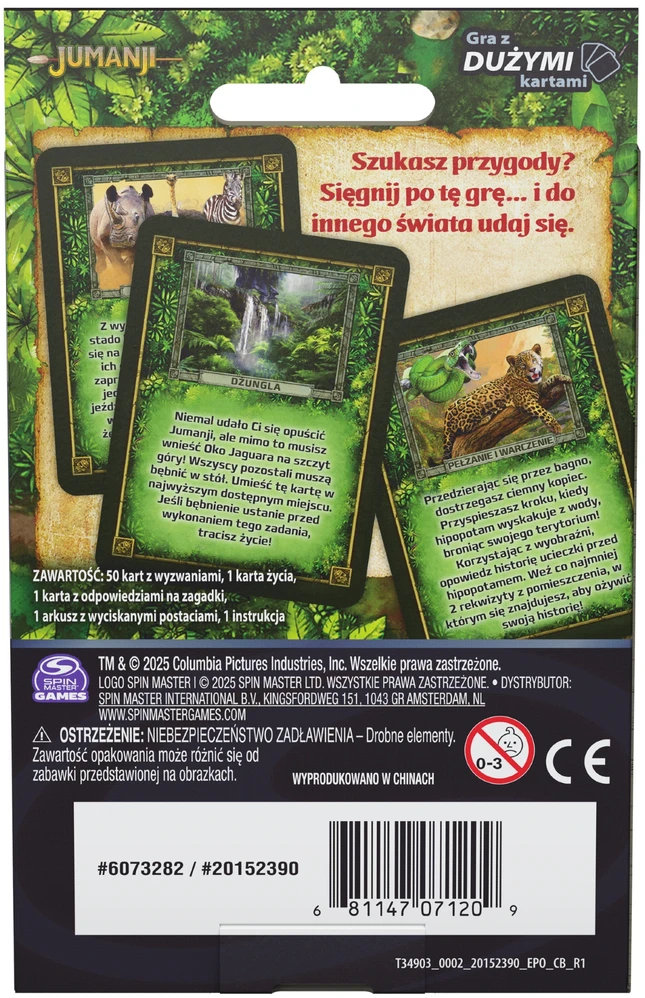 Spin Master Jumanji šeimos vakarėlių kortų žaidimas Big Kortos lenkiška 8 ir naujesnė versija