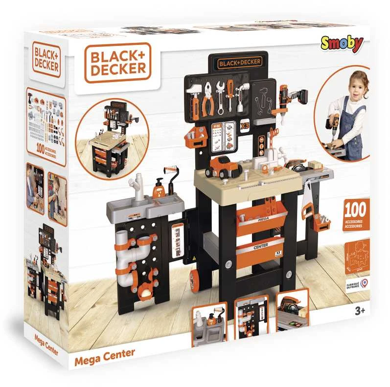 Black & Decker Darbinis stalas su įrankiais vaikams Juodas Decker, 100 priedų
