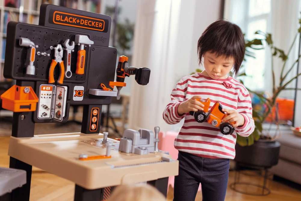 Black & Decker Darbinis stalas su įrankiais vaikams Juodas Decker, 100 priedų