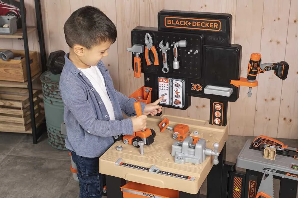Black & Decker Darbinis stalas su įrankiais vaikams Juodas Decker, 100 priedų
