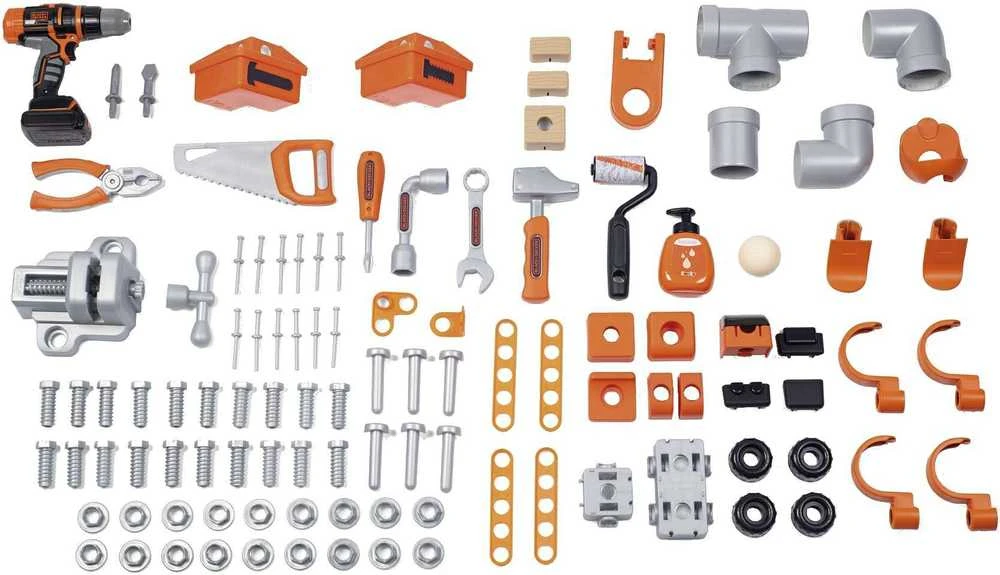 Black & Decker Darbinis stalas su įrankiais vaikams Juodas Decker, 100 priedų