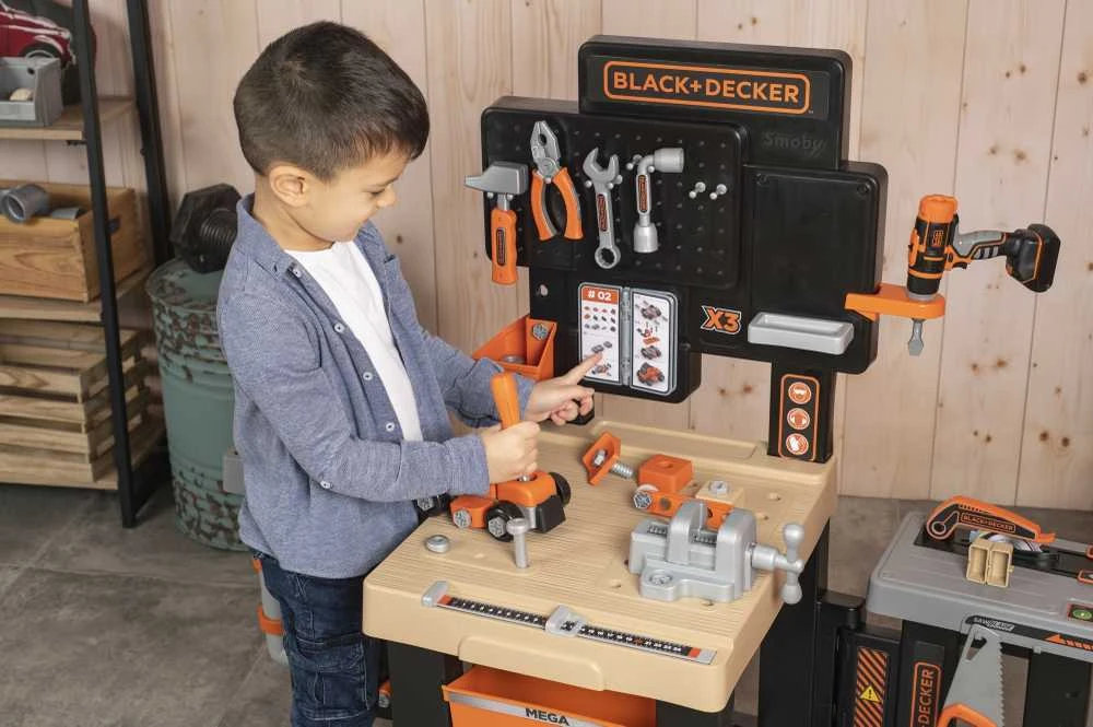 Black & Decker Darbinis stalas su įrankiais vaikams Juodas Decker, 100 priedų