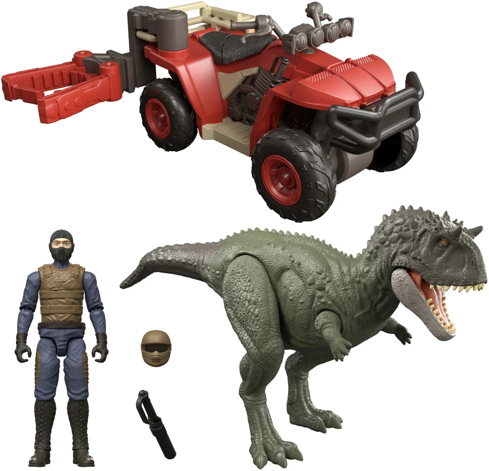 Mattel Jurassic World Dinozaur i Važiuoklė Terenowy su Chwytakiem Rinkinys su Figurkami