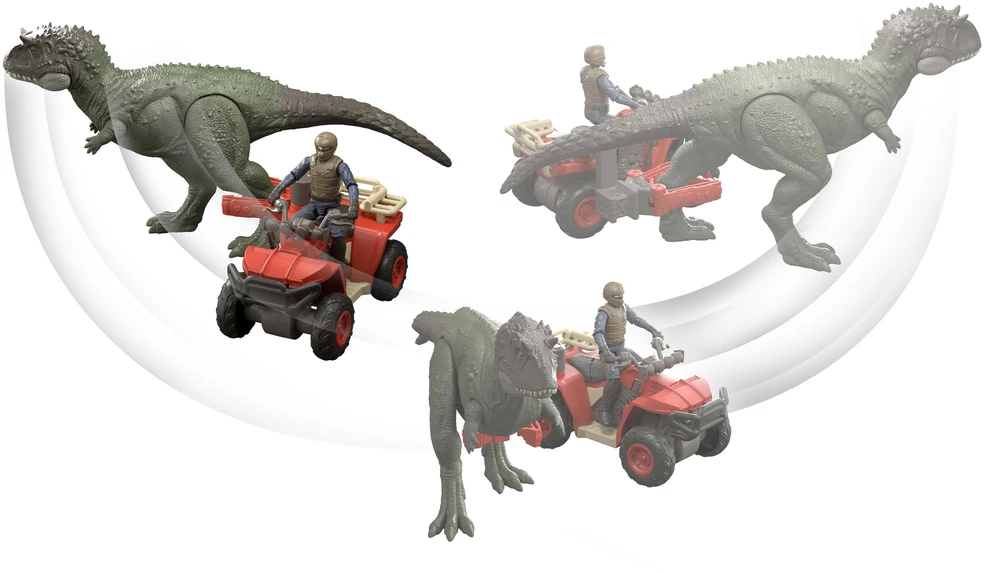 Mattel Jurassic World Dinozaur i Važiuoklė Terenowy su Chwytakiem Rinkinys su Figurkami