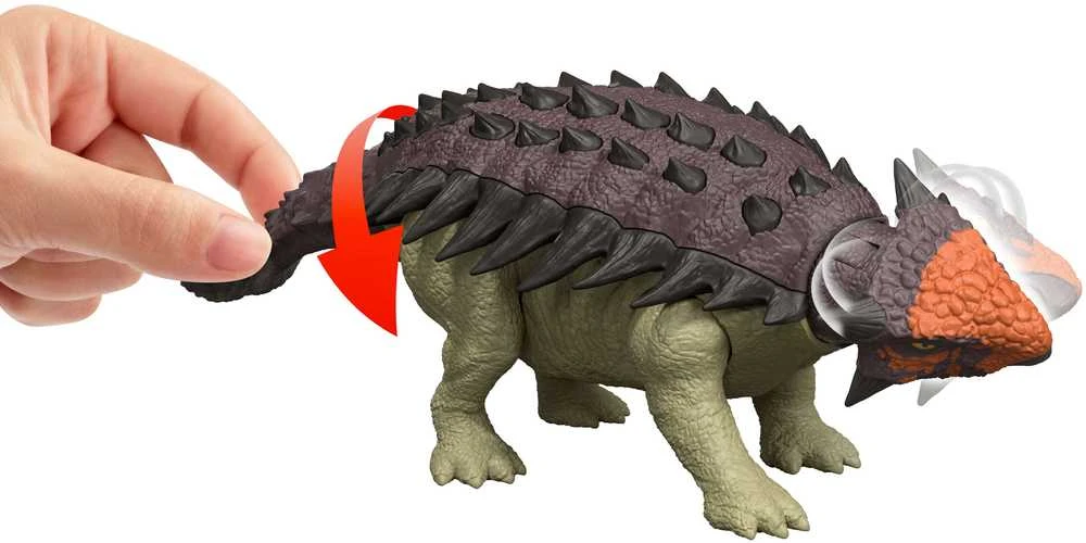 Mattel WORLD Juros periodo pasaulio atgimimo ankilozauro dinozauro figūrėlė 24 cm garsas
