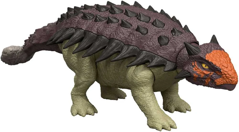 Mattel WORLD Juros periodo pasaulio atgimimo ankilozauro dinozauro figūrėlė 24 cm garsas