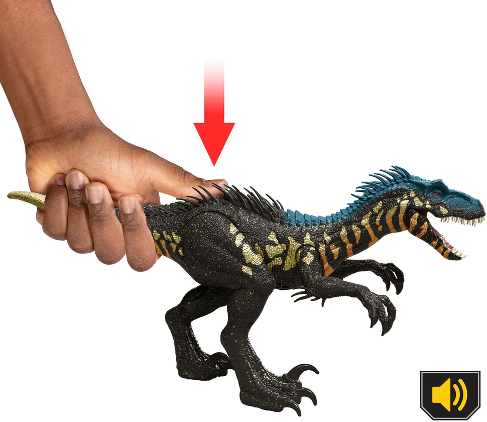 Mattel Juros periodo pasaulio perkurta didelė interaktyvi indoraptoriaus dinozauro figūrėlė, 35 cm