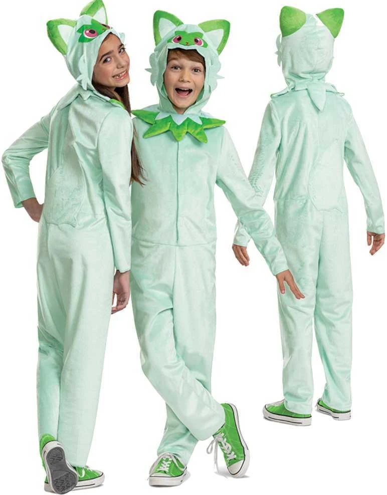 Karnavalinis kostiumas Pokemon Sprigatito kostiumas žalias maskavimas 127-136 cm (7-8 metai) Kigurumi