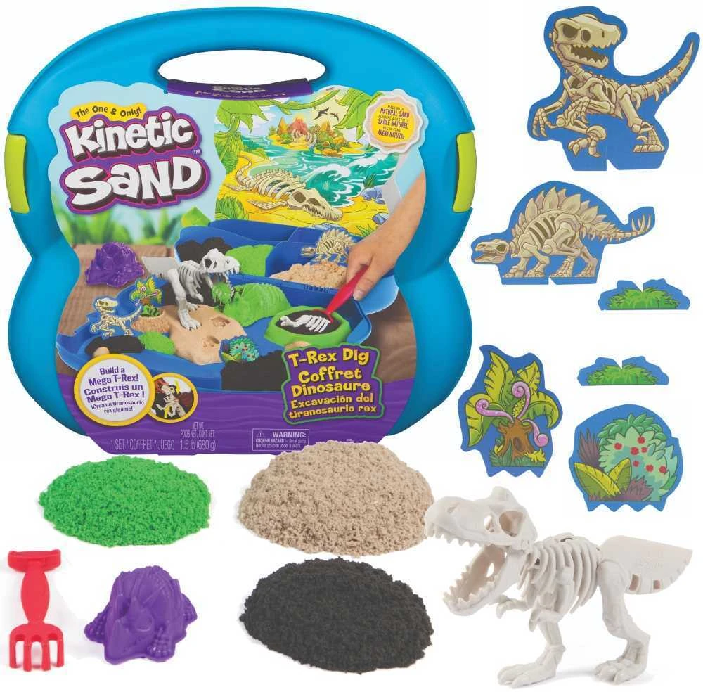 Spin Master KINETINIS SMĖLIS T-REX DINOZAURŲ KASIMAS SU Skeleto PRIEDAIS