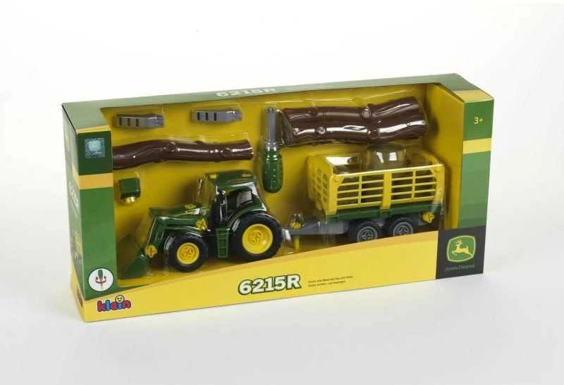 Klein John Deere traktorius su dviem priekabomis