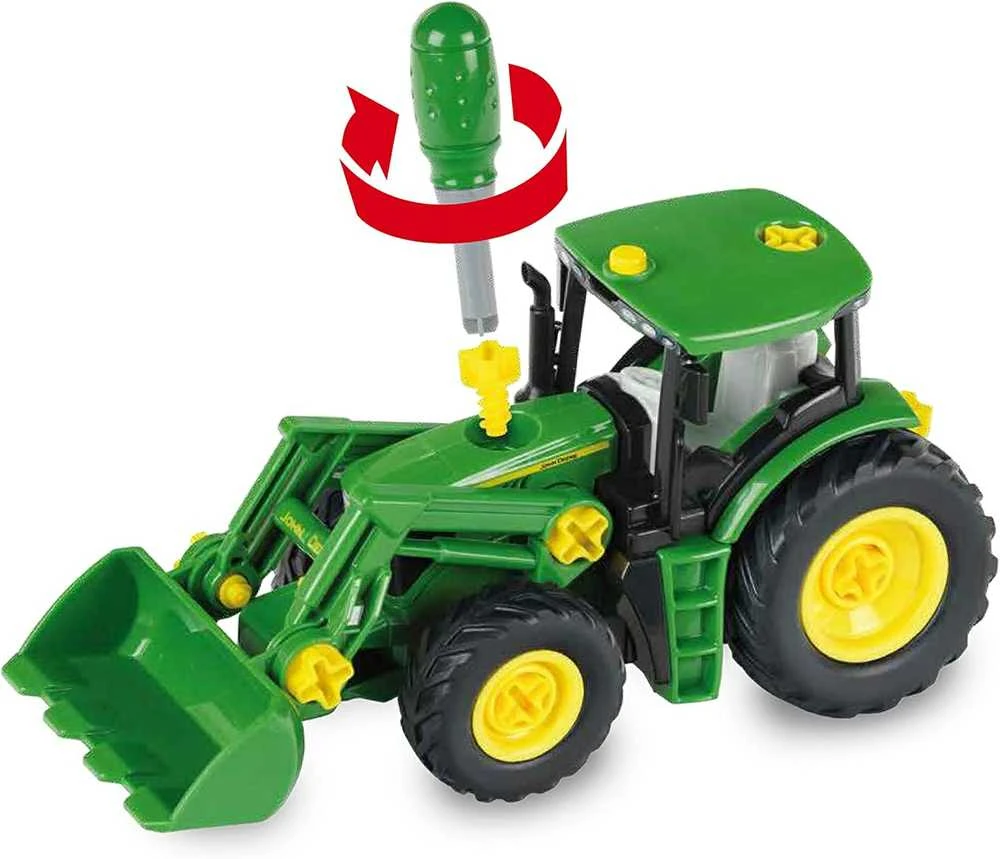 Klein John Deere traktorius su dviem priekabomis