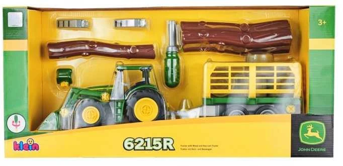 Klein John Deere traktorius su dviem priekabomis