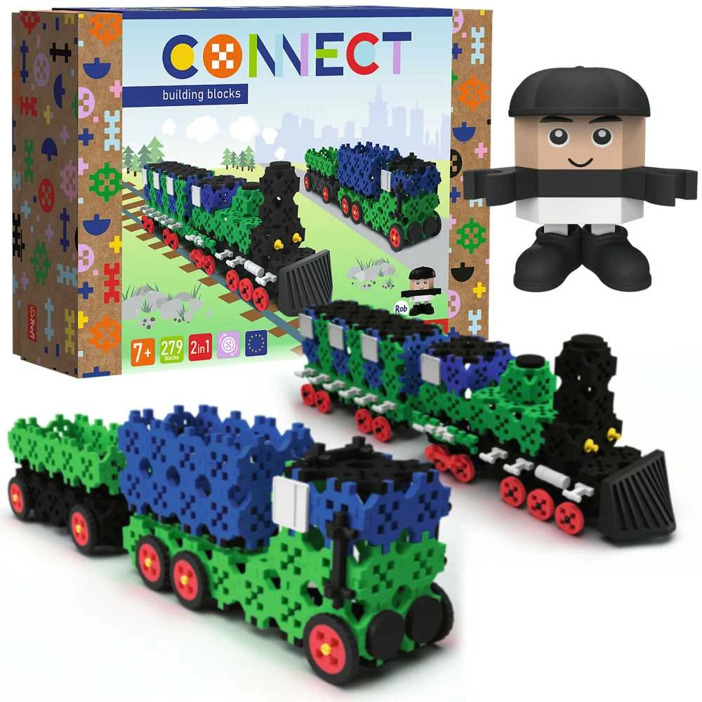 TREFL 61976 Klocki Connect 2in1 - Traukinys / Sunkvežimis su priekaba