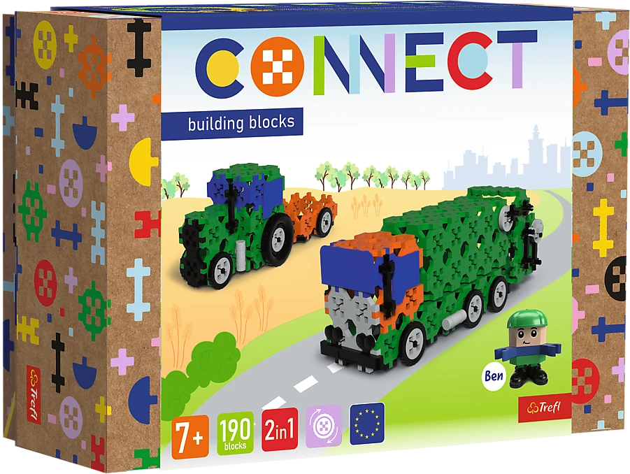 TREFL 61975 Connect 2in1 plytos - šiukšliavežis / traktorius