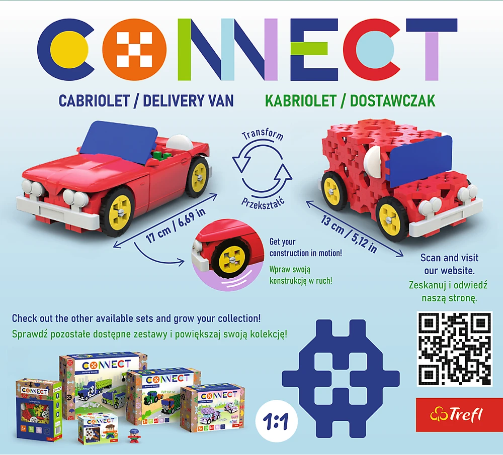 Konstruktorius 2in1 kabrioletas ir krovininis automobilis Trefl