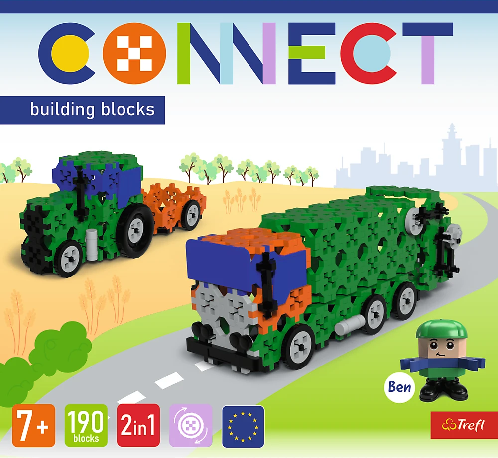 TREFL 61975 Connect 2in1 plytos - šiukšliavežis / traktorius