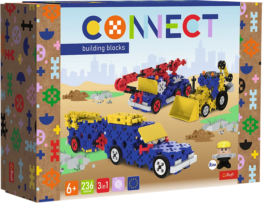 TREFL 61979 Connect 2in1 Bricks - Statybinės transporto priemonės / visureigis su priekaba