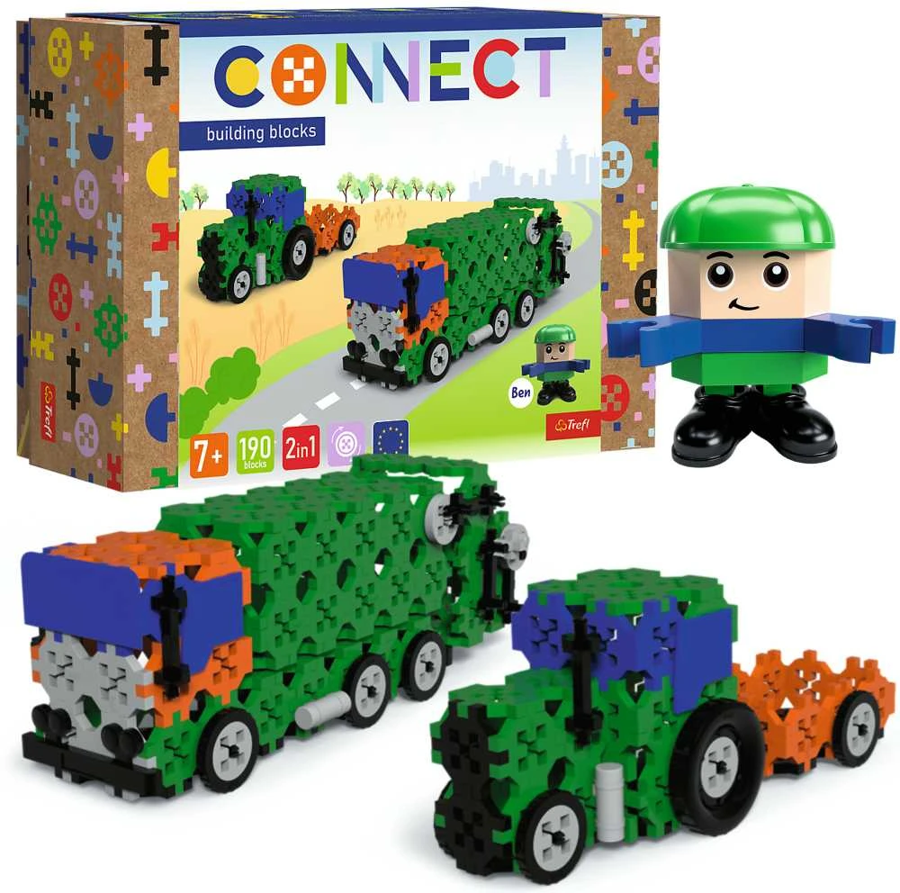 TREFL 61975 Connect 2in1 plytos - šiukšliavežis / traktorius