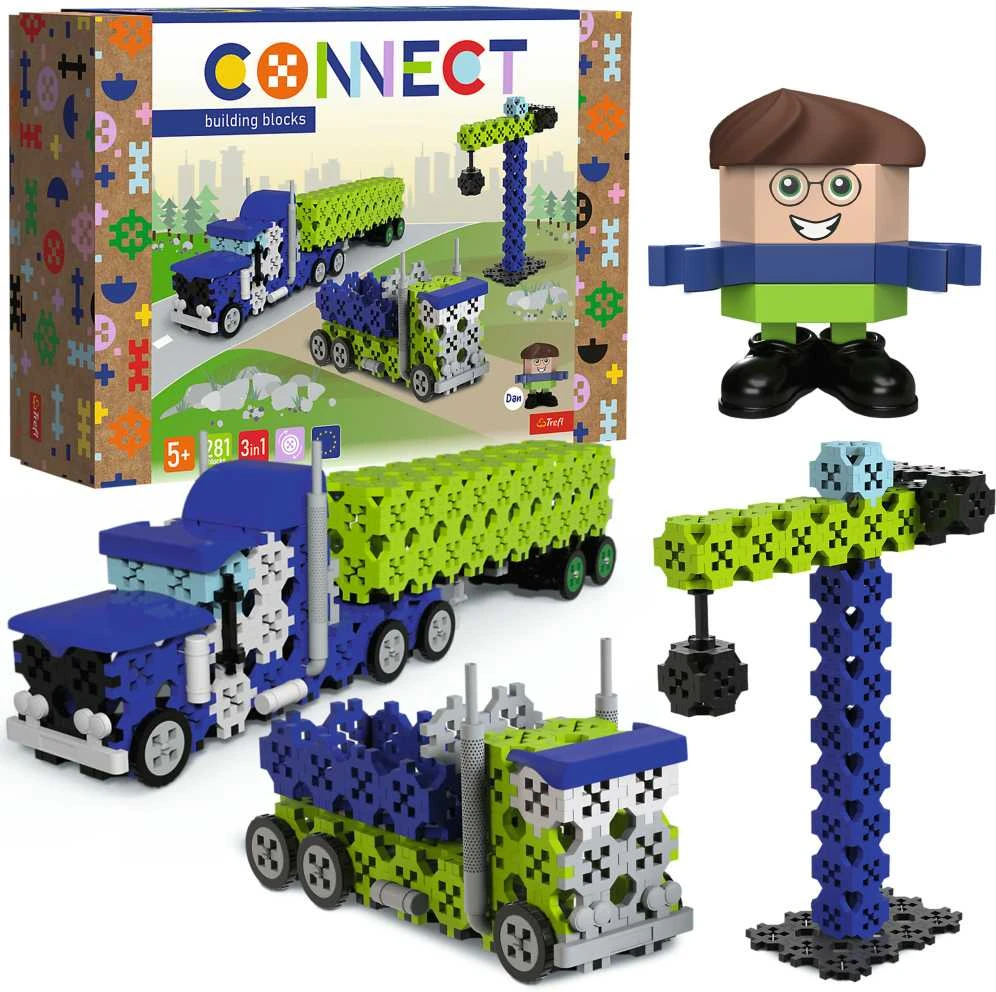 TREFL 61977 Klocki Connect 2in1 - Sunkvežimis / Statybų aikštelė
