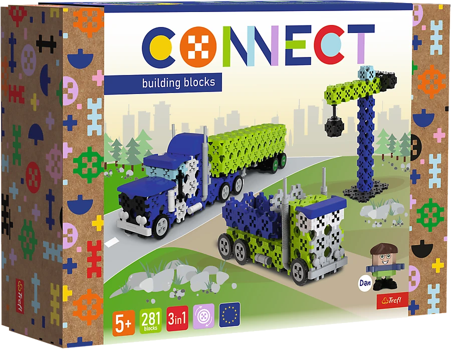 TREFL 61977 Klocki Connect 2in1 - Sunkvežimis / Statybų aikštelė