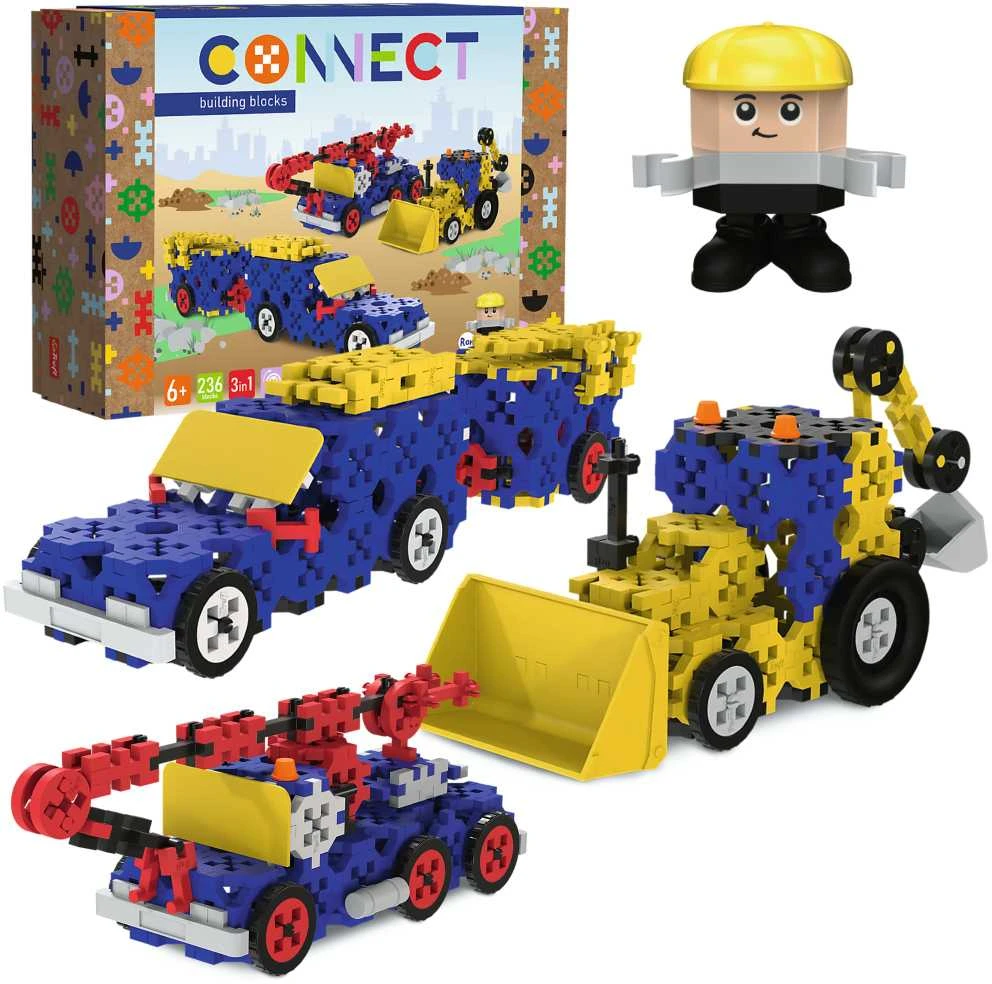 TREFL 61979 Connect 2in1 Bricks - Statybinės transporto priemonės / visureigis su priekaba