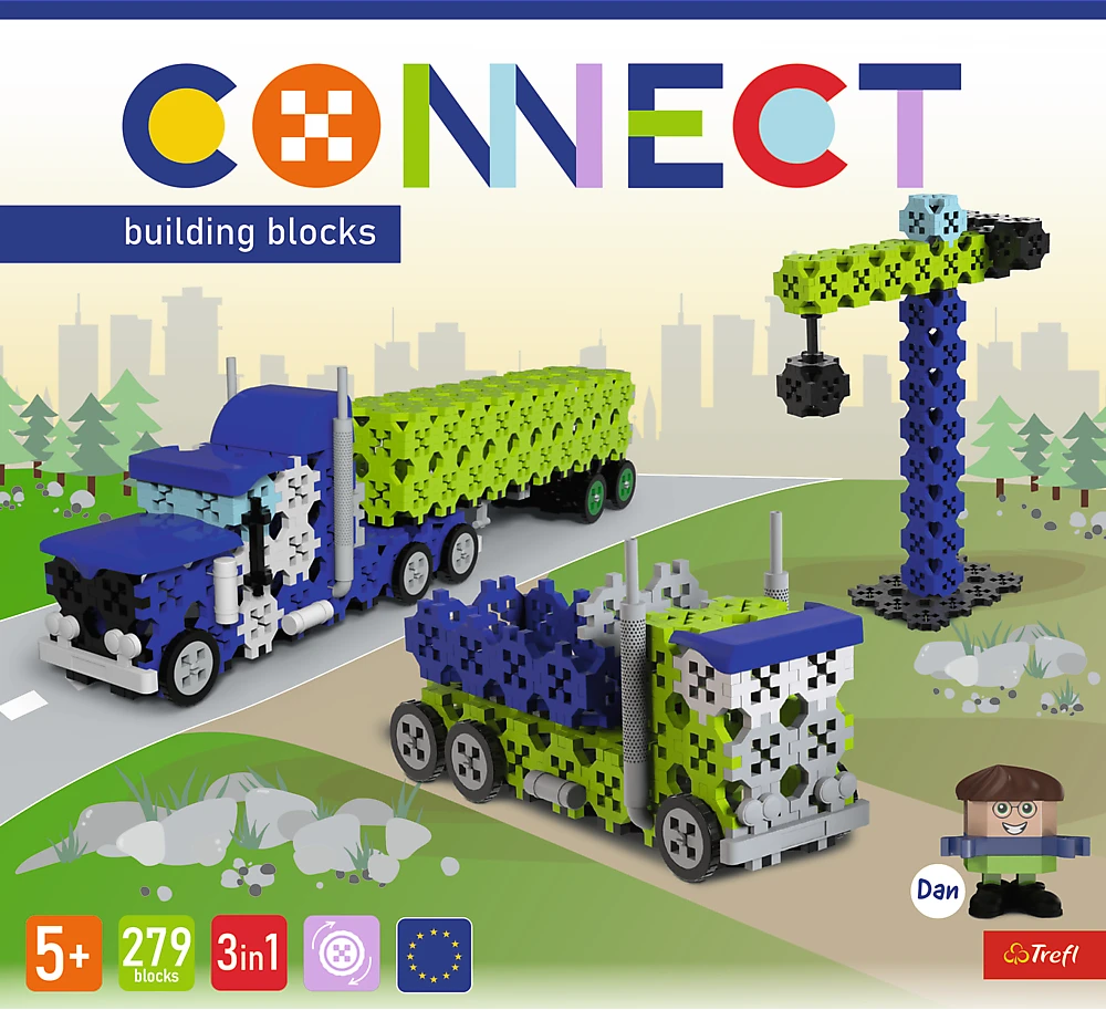 TREFL 61977 Klocki Connect 2in1 - Sunkvežimis / Statybų aikštelė