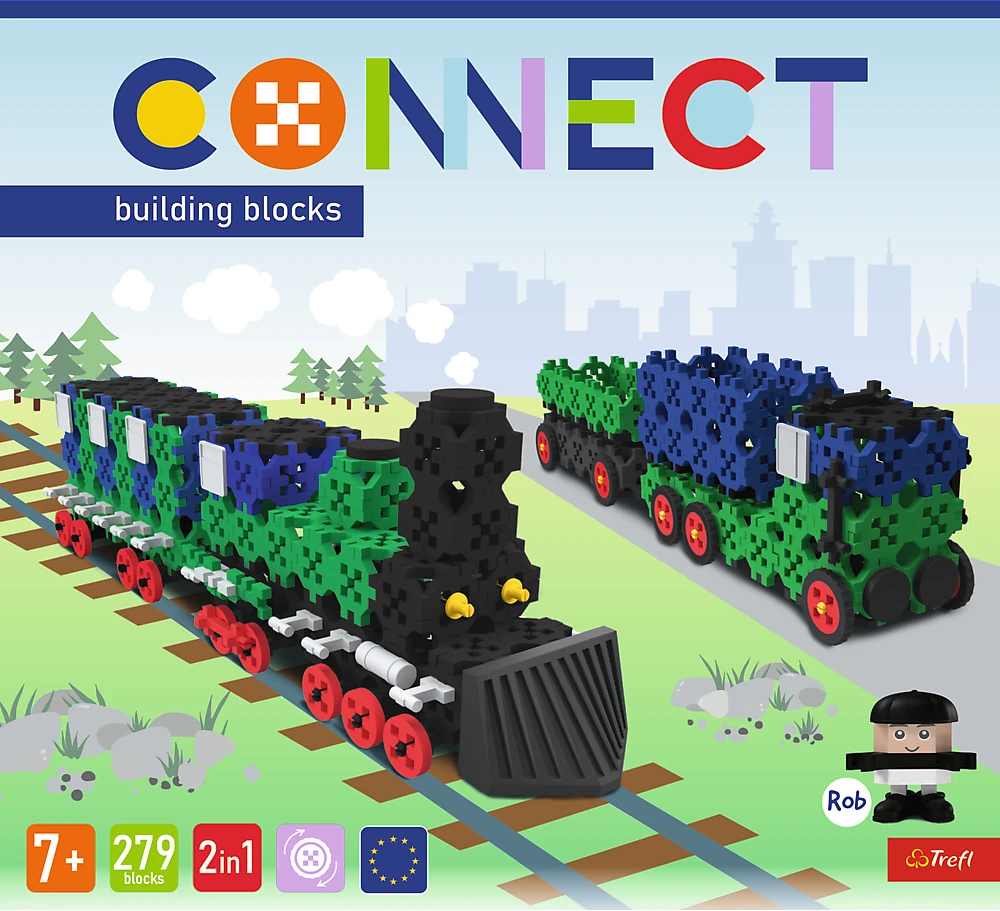 TREFL 61976 Klocki Connect 2in1 - Traukinys / Sunkvežimis su priekaba