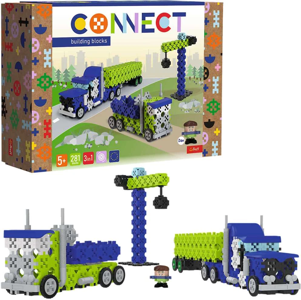 TREFL 61977 Klocki Connect 2in1 - Sunkvežimis / Statybų aikštelė