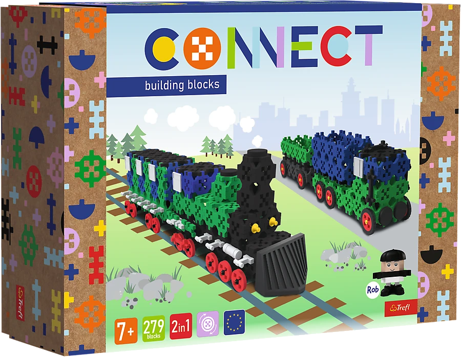 TREFL 61976 Klocki Connect 2in1 - Traukinys / Sunkvežimis su priekaba
